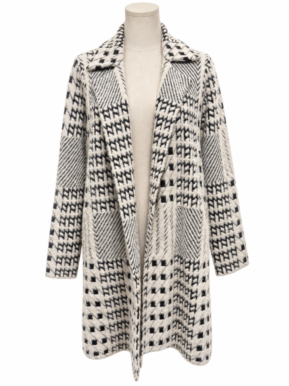 Liverpool Los Angeles Fuzzy Geometric Houndstooth Coatigan Cardigan S